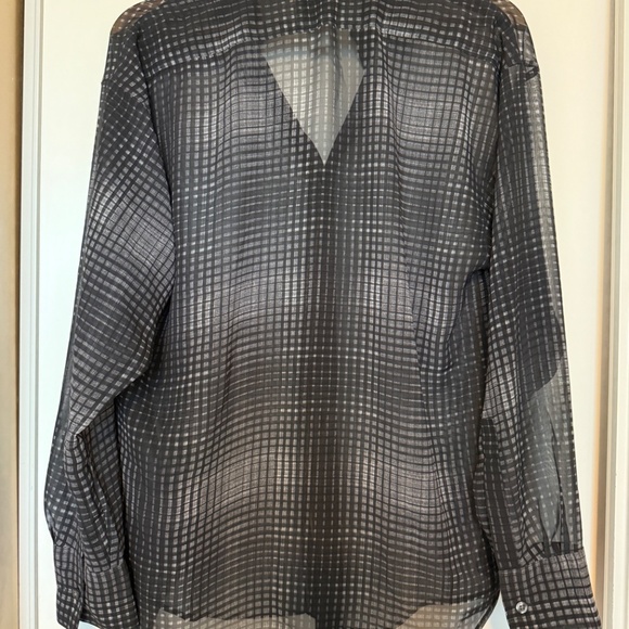 Calvin Klein Chiffon Printed Relaxed Button-Down Shirt - Picture 2 of 4